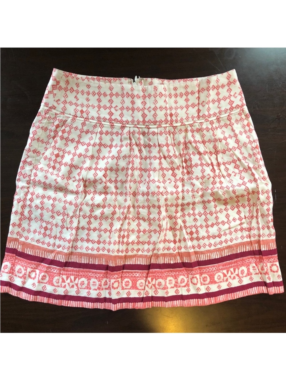 LOFT pink and white patterned skirt - linen blend